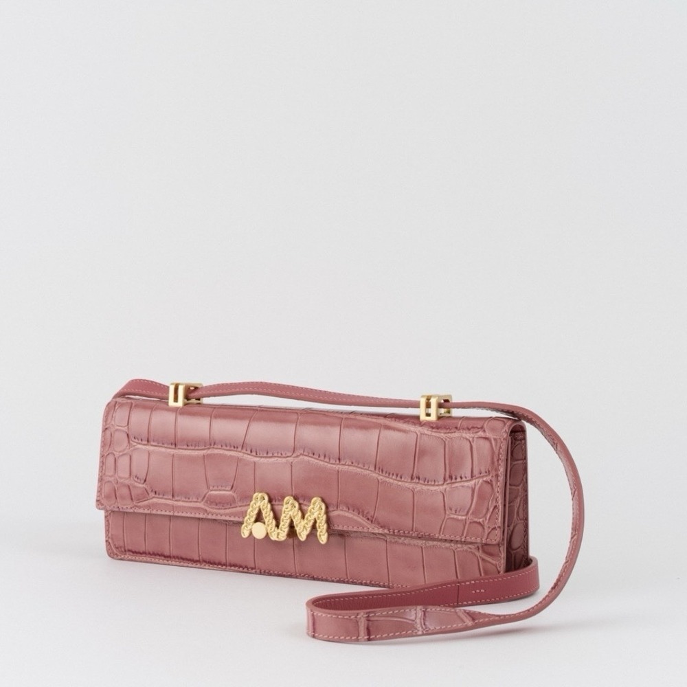 APEDE MOD Pink Embossed Baguette Bag Shoulder Crossbody - Picture 2 of 11